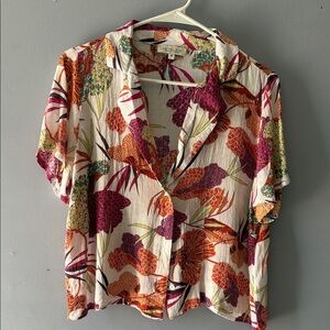 Rachel Zoe Colorful Floral Button-Down Shirt SzM
